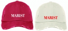 Red or Stone Distressed Cap with Embroidered Marist Logo on front and DPT on Back